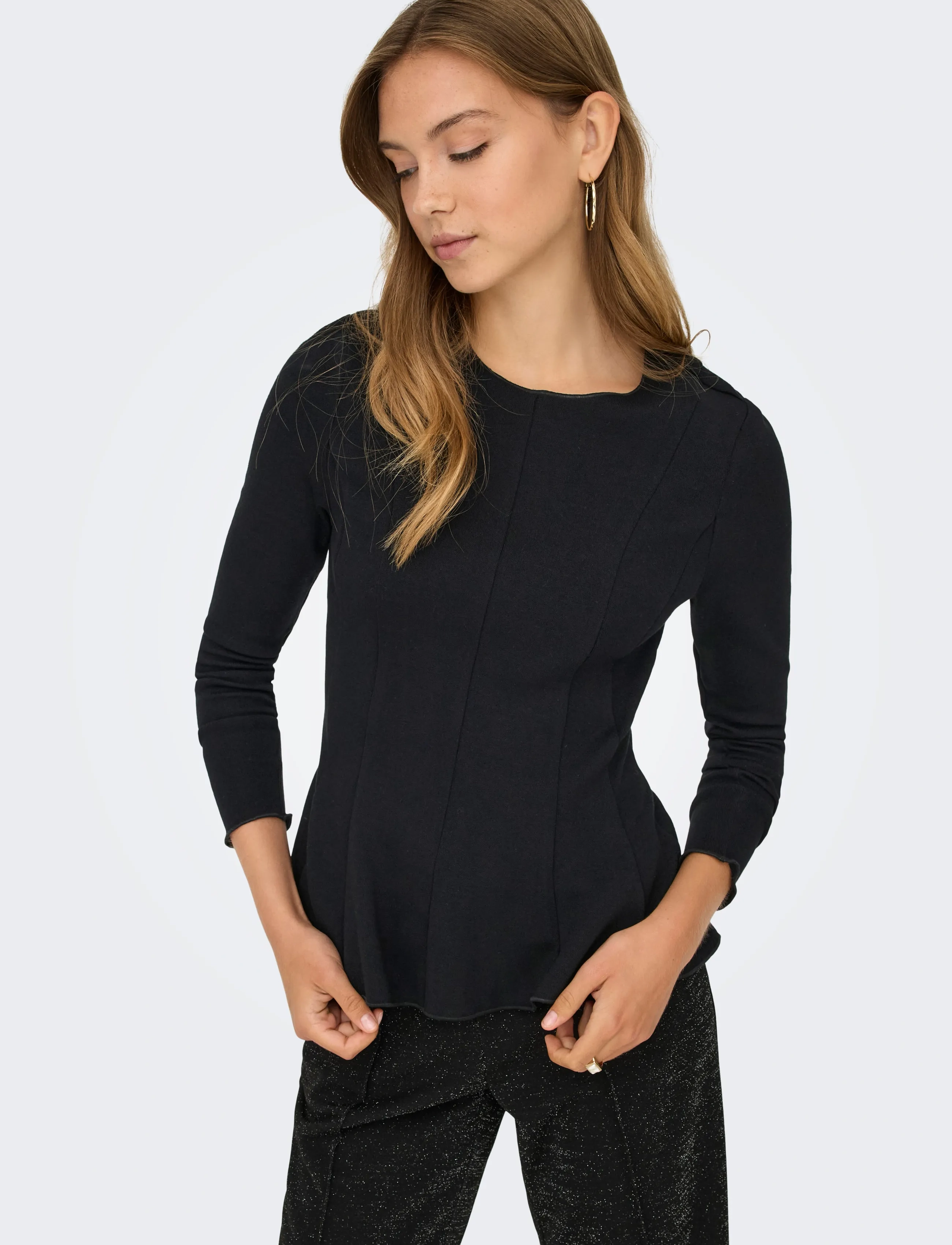 ONLY - ONLKENYA L/S PEPLUM TOP JRS - palaidinukės ilgomis rankovėmis - black - 4