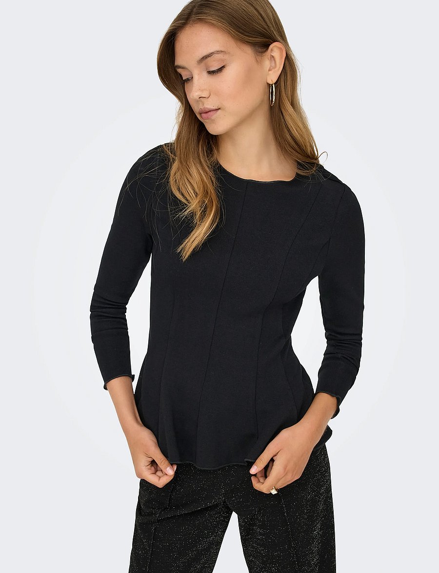 ONLY - ONLKENYA L/S PEPLUM TOP JRS - pikkade varrukatega topid - black - 4