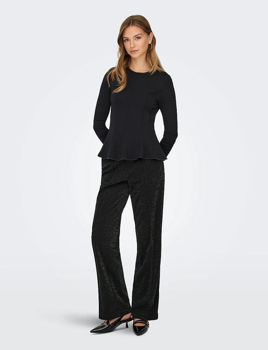 ONLY - ONLKENYA L/S PEPLUM TOP JRS - pikkade varrukatega topid - black - 5