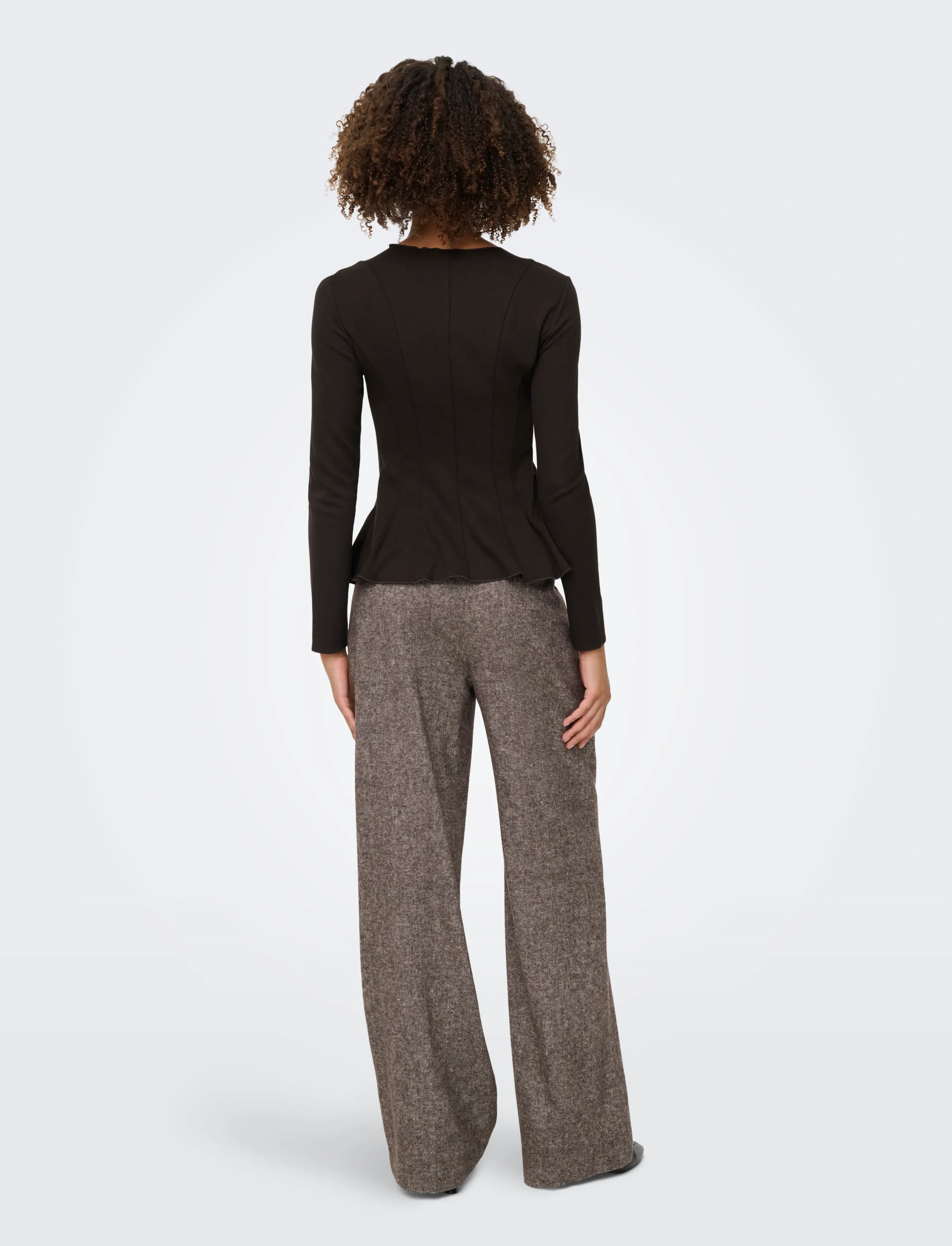 ONLY - ONLKENYA L/S PEPLUM TOP JRS - langärmlige tops - chocolate torte - 3