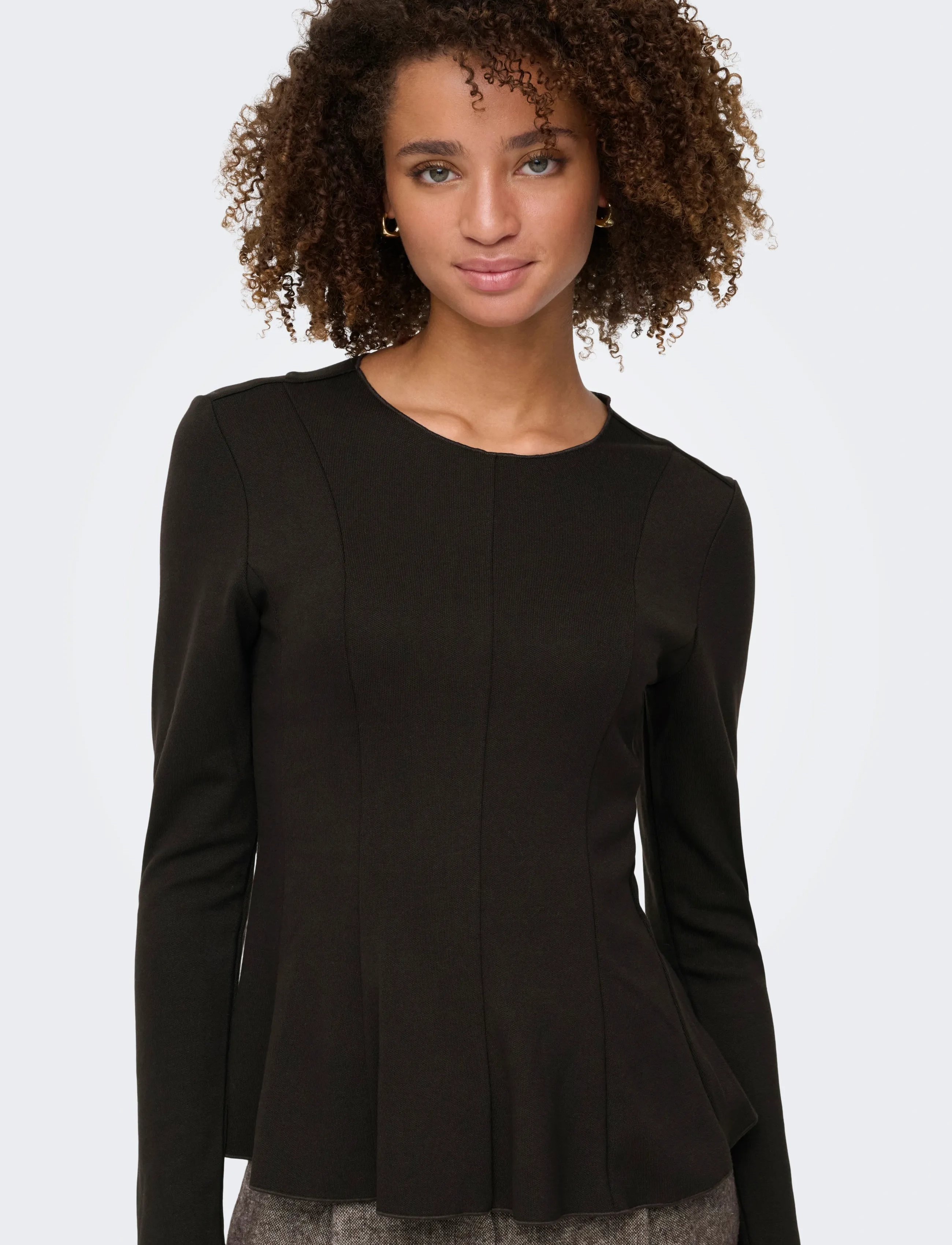 ONLY - ONLKENYA L/S PEPLUM TOP JRS - langärmlige tops - chocolate torte - 5