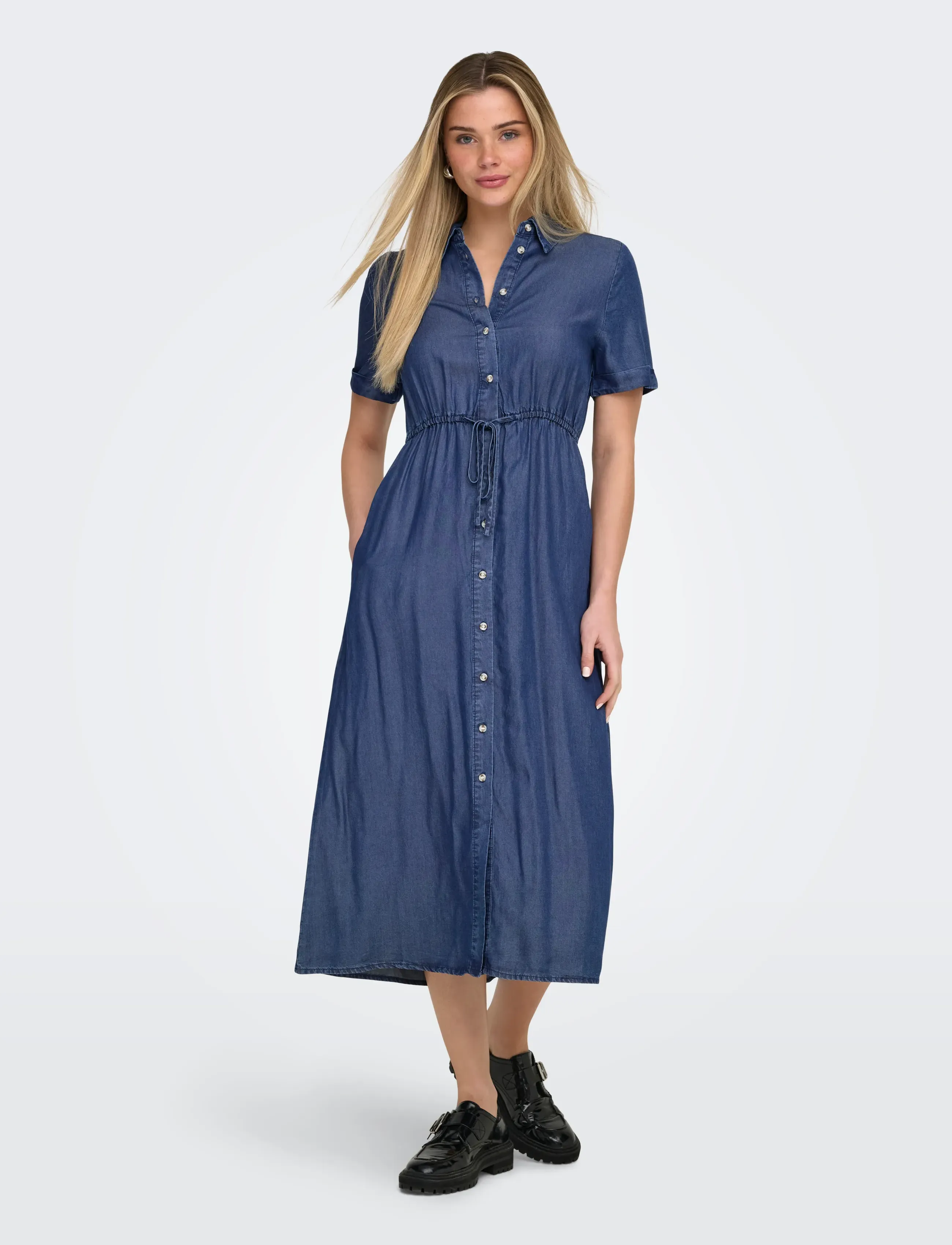 ONLY ONLCHARIS LIFE 2/4 SHIRT DRESS WVN CC - Skjortekjoler - DARK BLUE DENIM / blue
