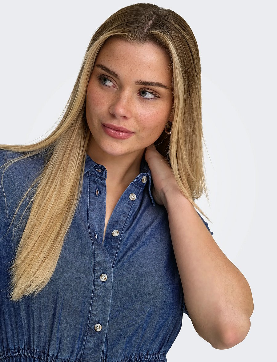 ONLY - ONLCHARIS LIFE 2/4 SHIRT DRESS WVN CC - robes chemises - dark blue denim - 5