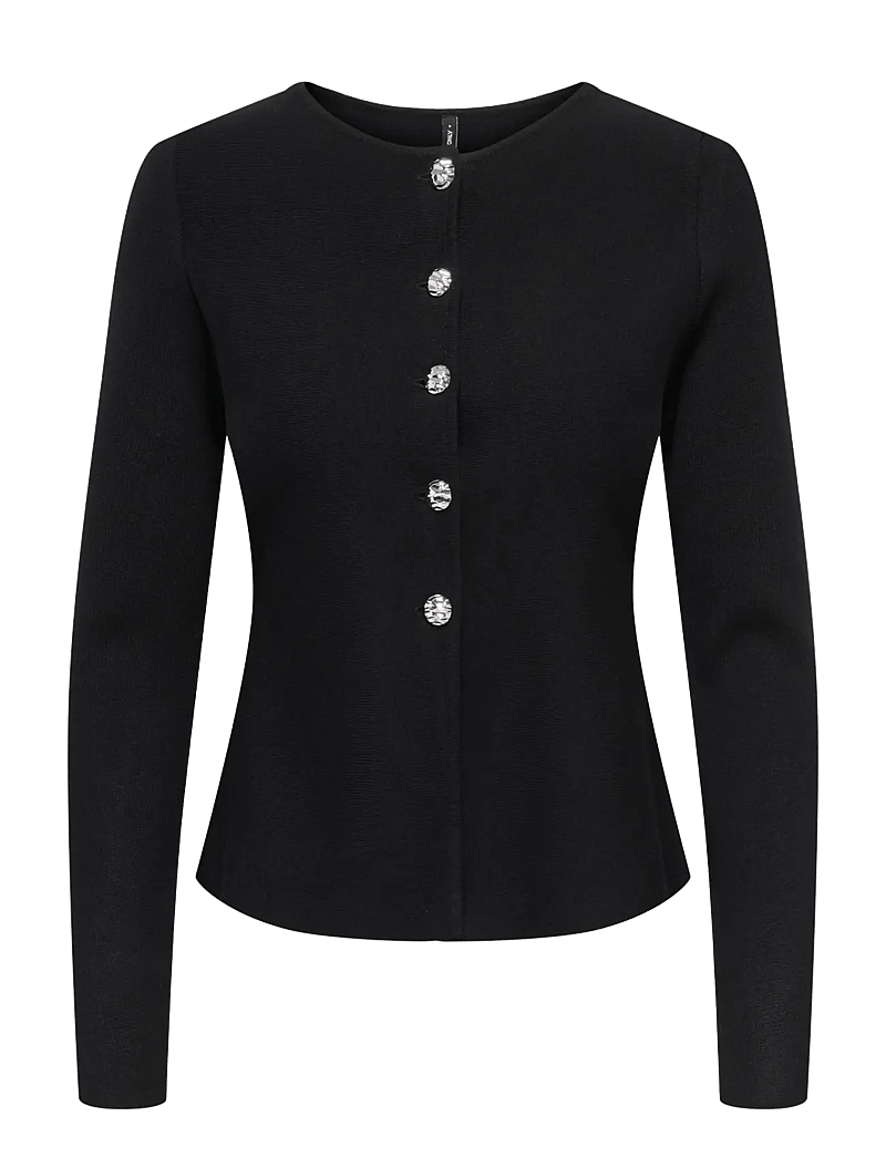ONLY - ONLMELLI LIFE LS ONECK BUT CARDI RP KNT - cardigans - black - 1
