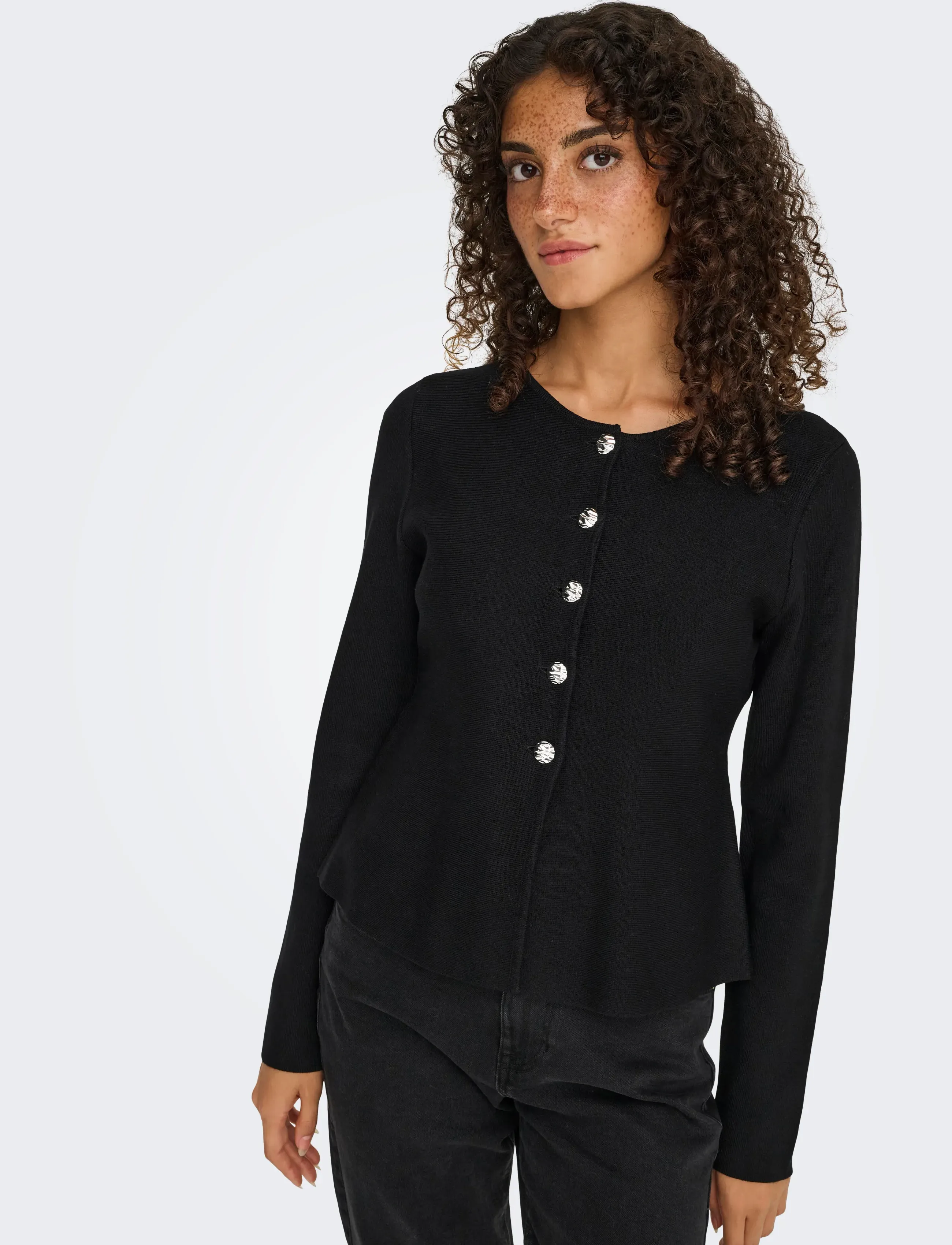 ONLY - ONLMELLI LS ONECK BUTTON CARDI KNT NOOS - koftor - black - 5