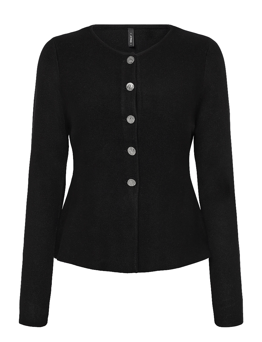 ONLY - ONLMELLI LS ONECK BUTTON CARDI KNT NOOS - cardigans - black - 1