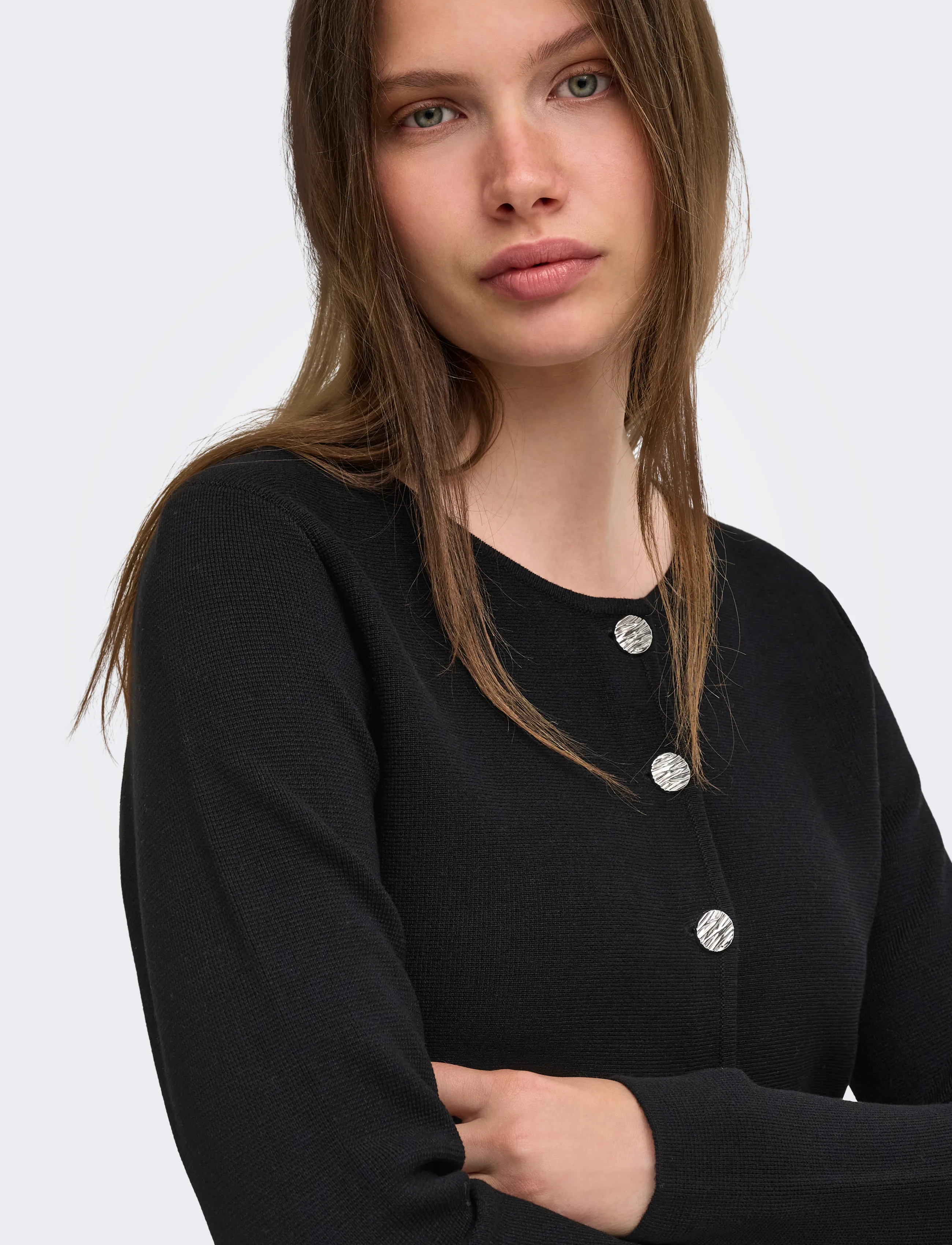 ONLY - ONLMELLI LS ONECK BUTTON CARDI KNT NOOS - cardigans - black - 5