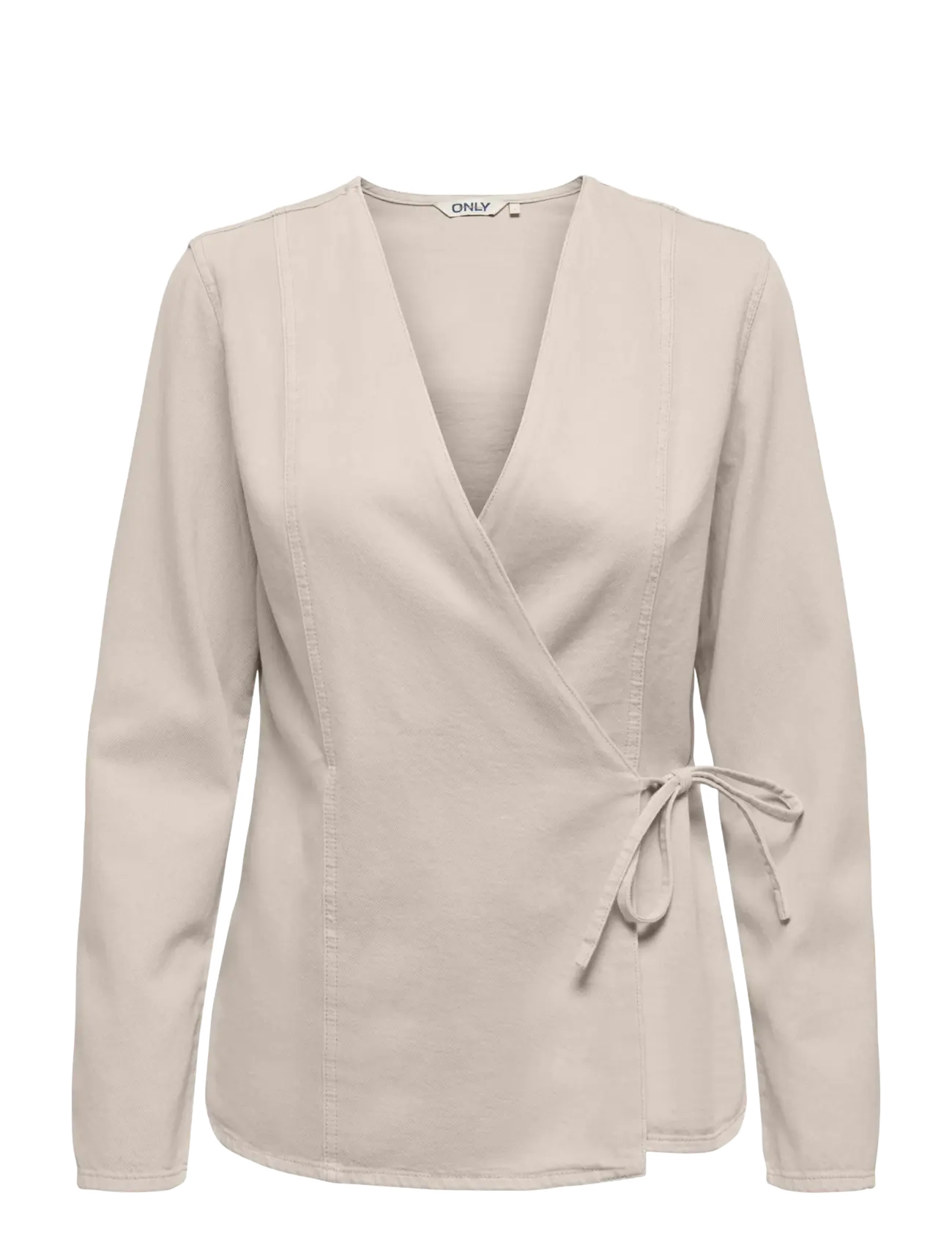 ONLY Onlsilla L/S Tie Wrap Blouse Cc Pnt, XS, Blouses, Beige - Long-sleeved, Frauen
