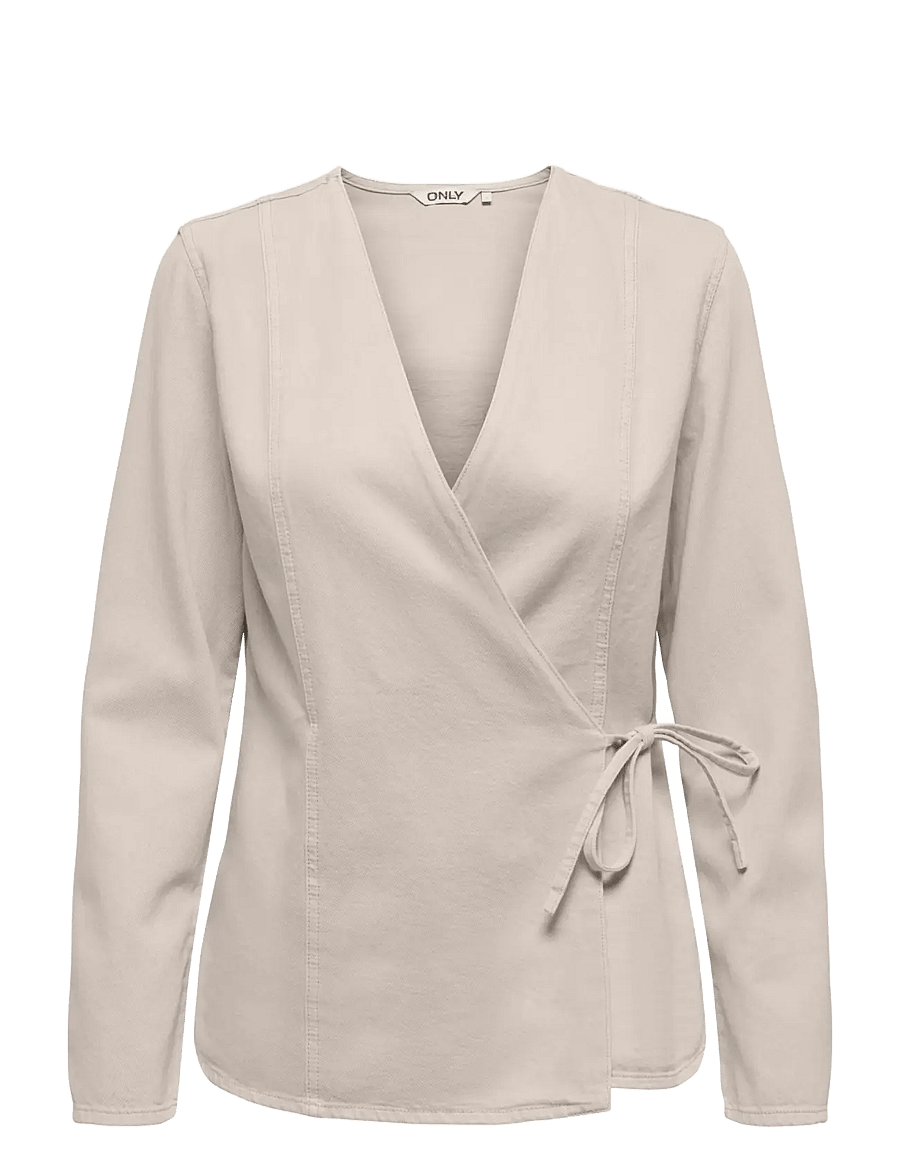 ONLY - ONLSILLA L/S TIE WRAP BLOUSE CC PNT - pikkade varrukatega pluusid - pumice stone - 0