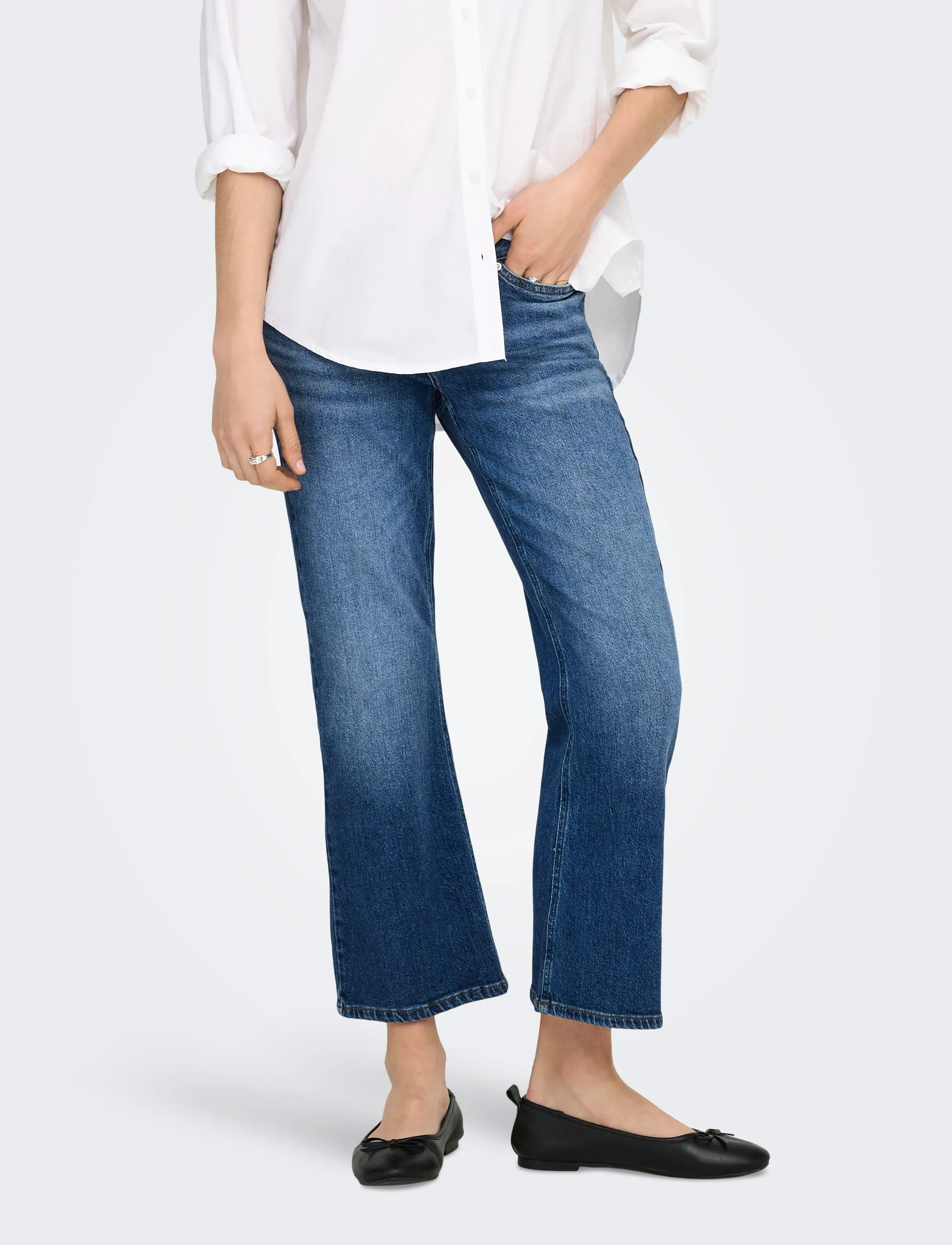 ONLY ONLSAGE LW KICKFLARE DNM DNM TAI - Visa allt - MEDIUM BLUE DENIM / blue