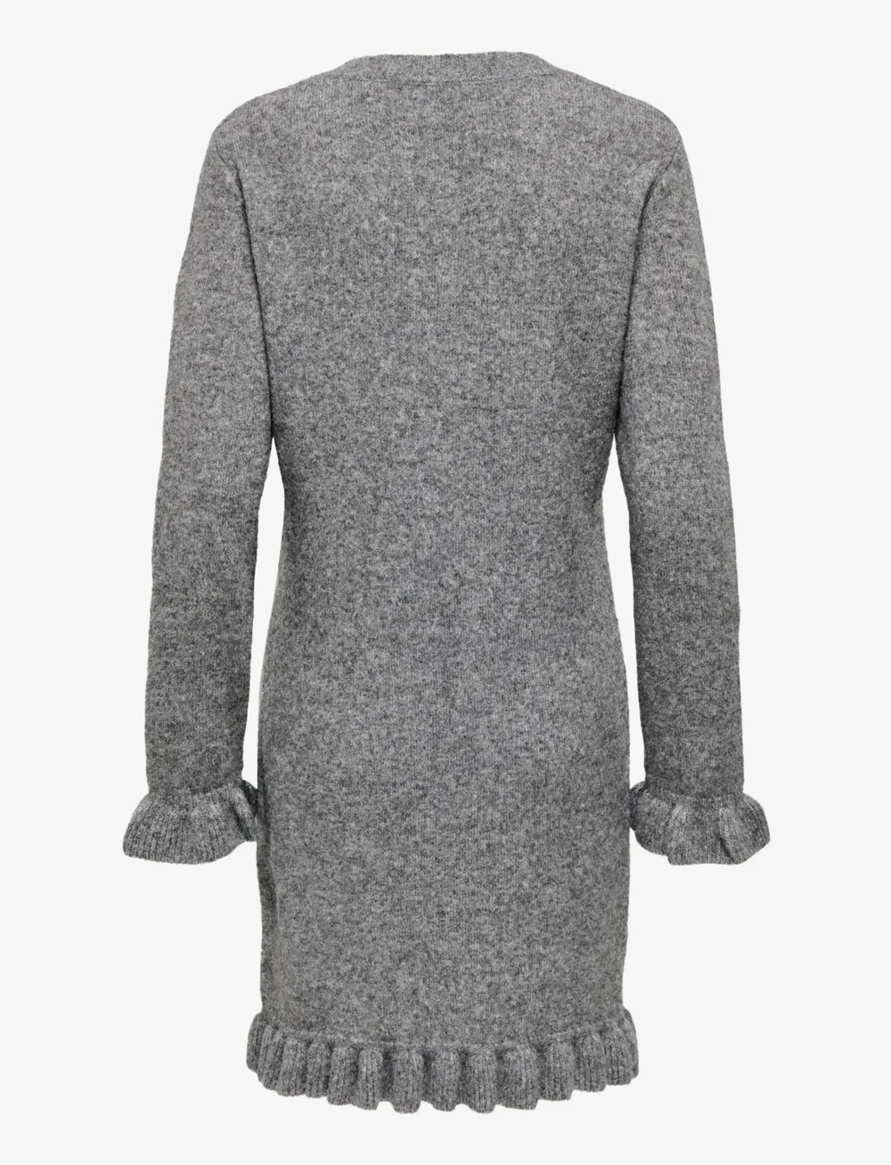 ONLY - ONLMERA LIFE LS FRILL DRESS EX KNT - korte kjoler - medium grey melange - 2