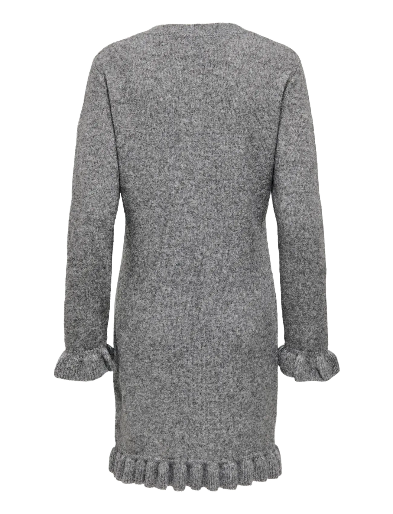 ONLY - ONLMERA LIFE LS FRILL DRESS EX KNT - kurze kleider - medium grey melange - 2