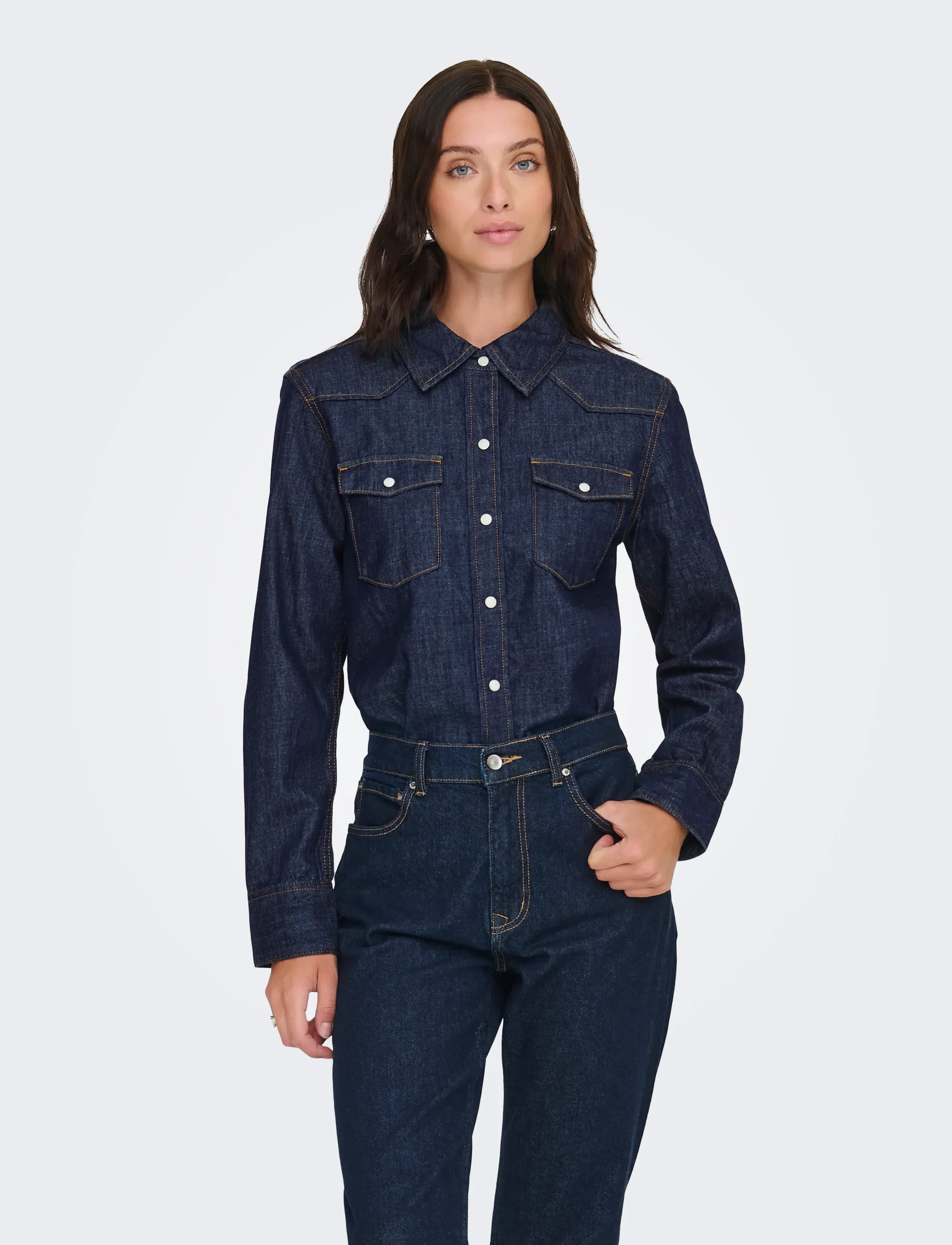ONLY Onlcharlize Ls Dnm Shirt Akm Noos, XS, Navy, Skjorter > Langærmede, Dame