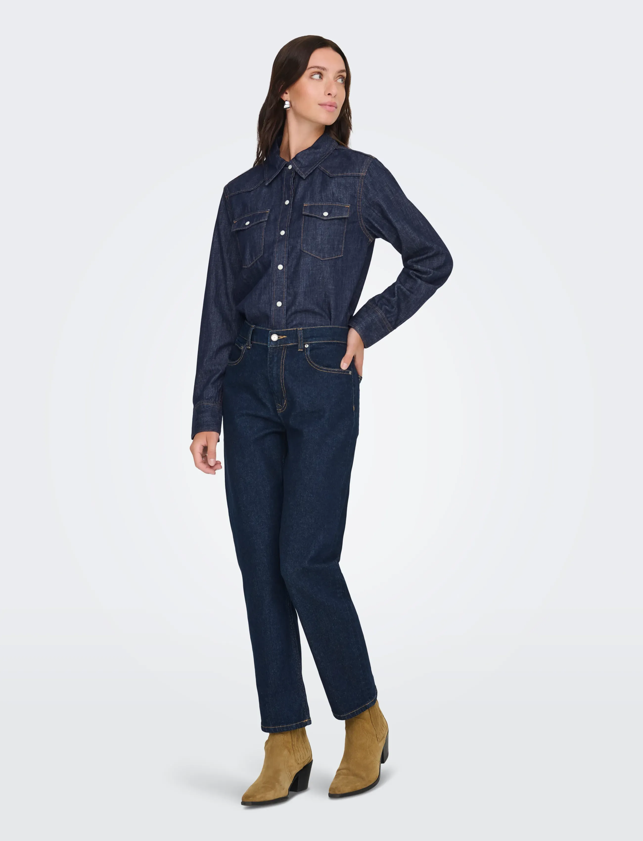 ONLY - ONLCHARLIZE LS DNM SHIRT AKM NOOS - teksasärgid - dark blue denim - 4