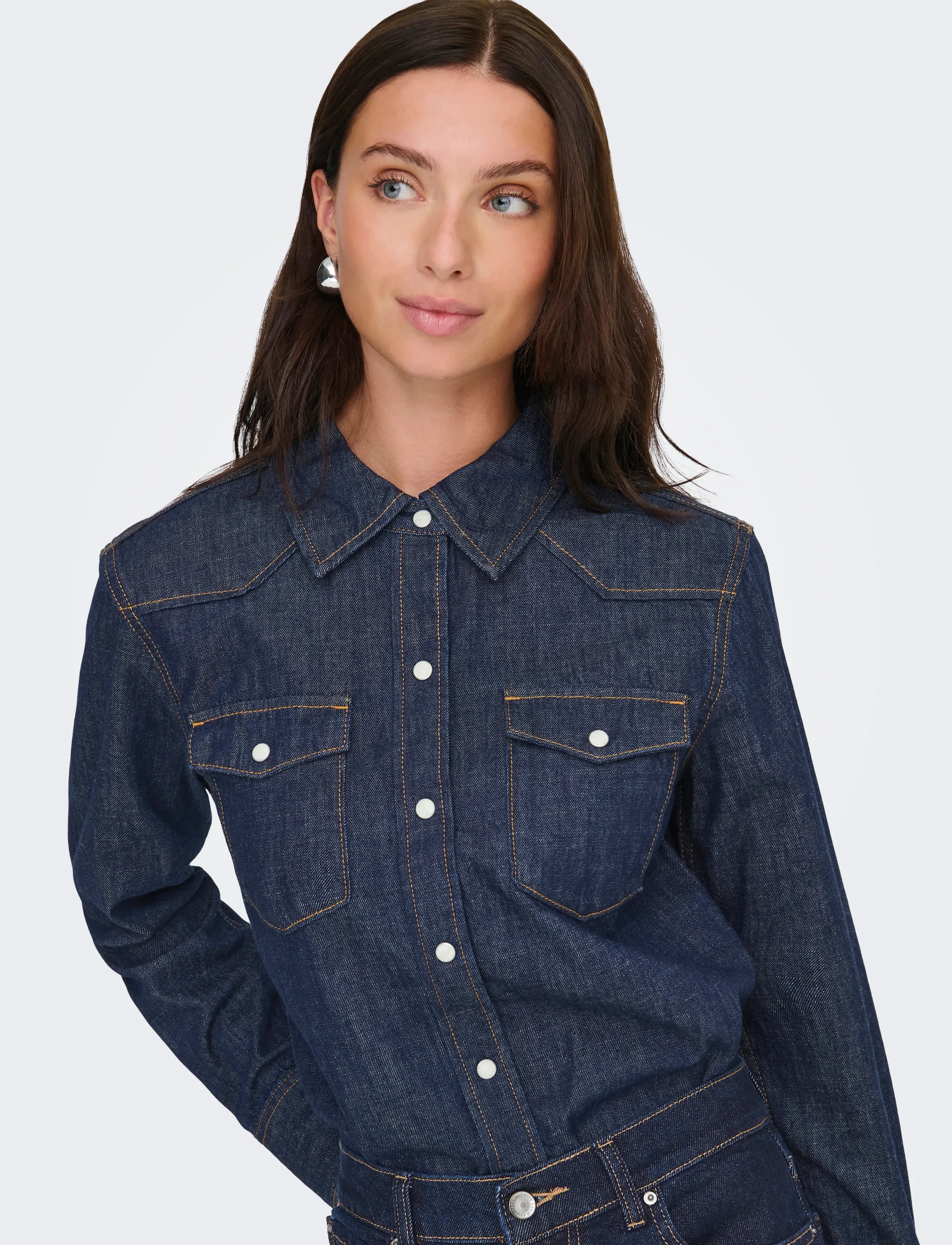 ONLY - ONLCHARLIZE LS DNM SHIRT AKM NOOS - teksasärgid - dark blue denim - 5