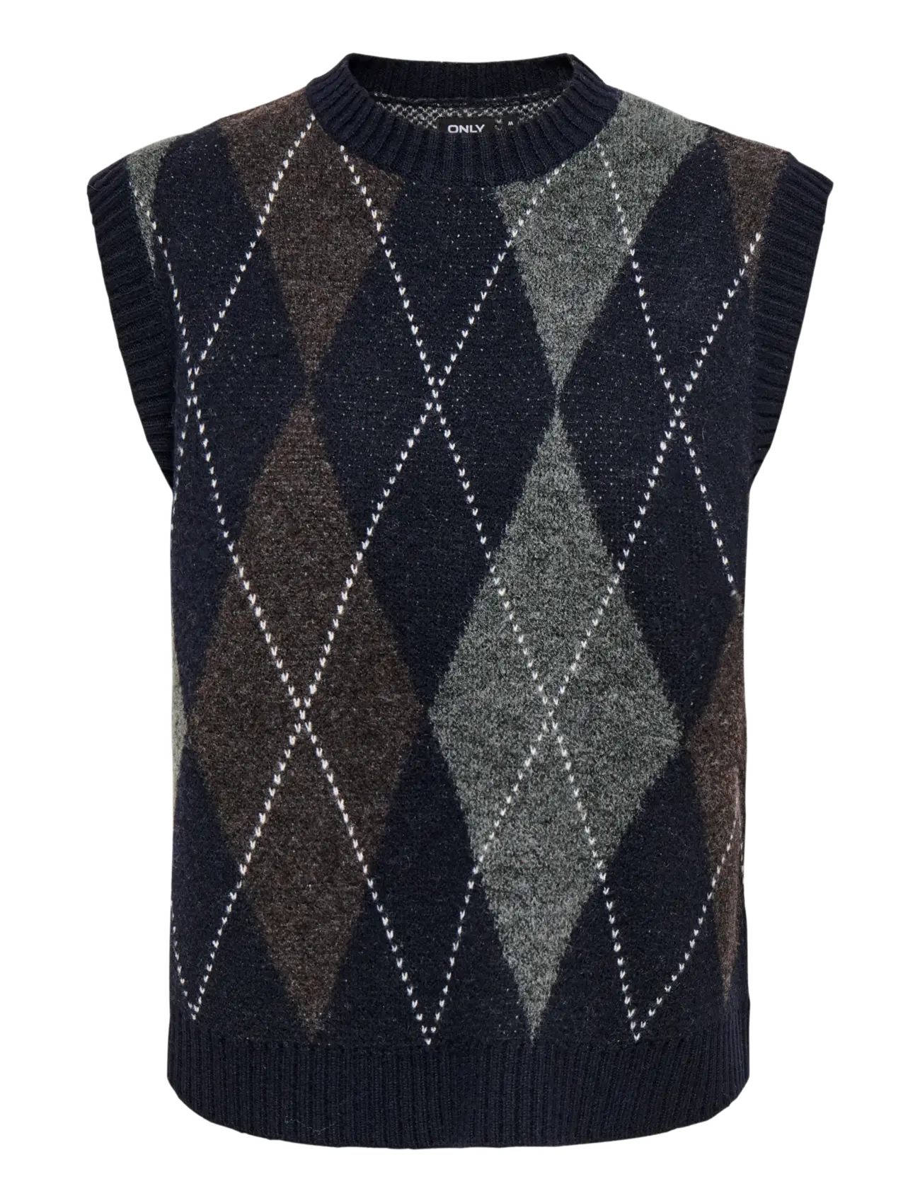 ONLY ONLRHOMBUS ARGYLE VEST KNT NOOS - Westen - NIGHT SKY / navy