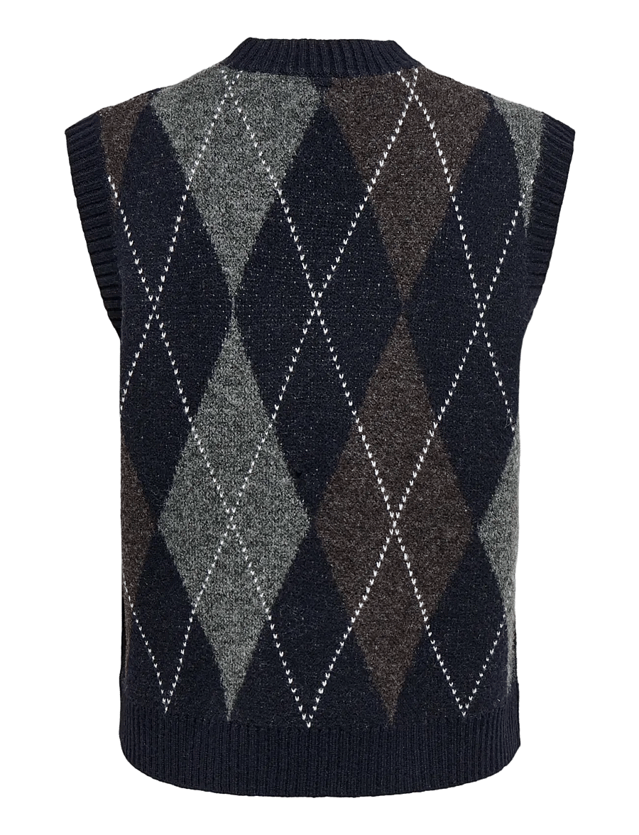 ONLY - ONLRHOMBUS ARGYLE VEST KNT NOOS - strikveste - night sky - 2