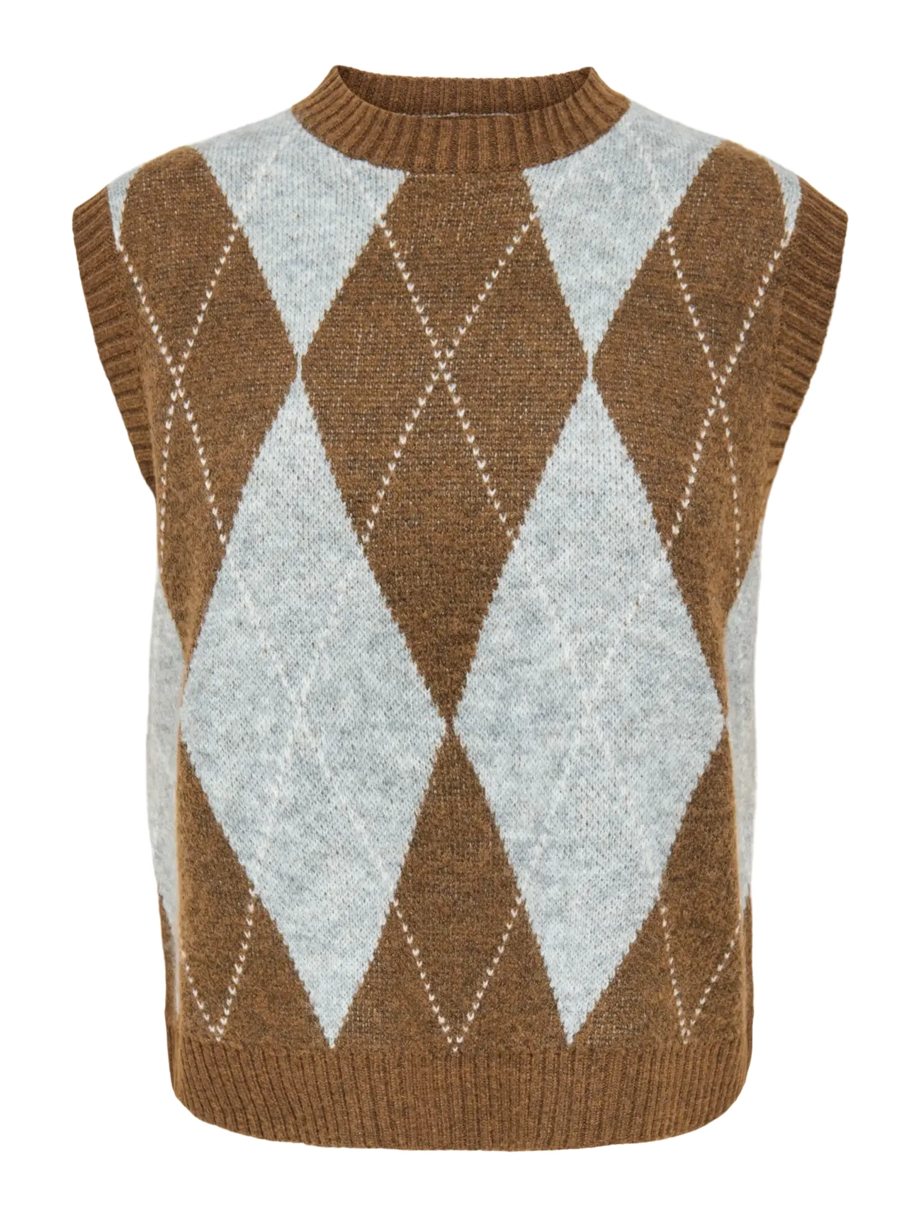 ONLY ONLRHOMBUS ARGYLE VEST KNT NOOS - Kleidung - RUBBER / brown