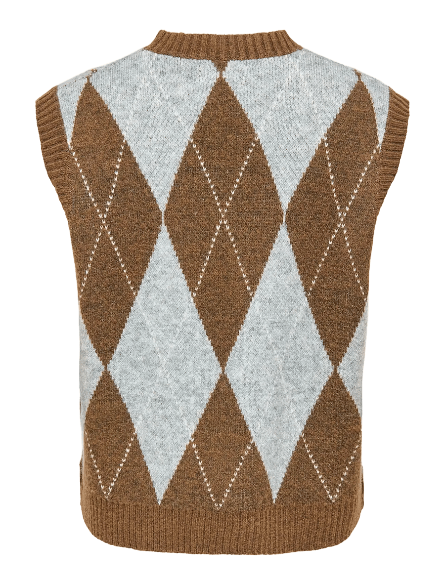 ONLY - ONLRHOMBUS ARGYLE VEST KNT NOOS - strickwesten - rubber - 2