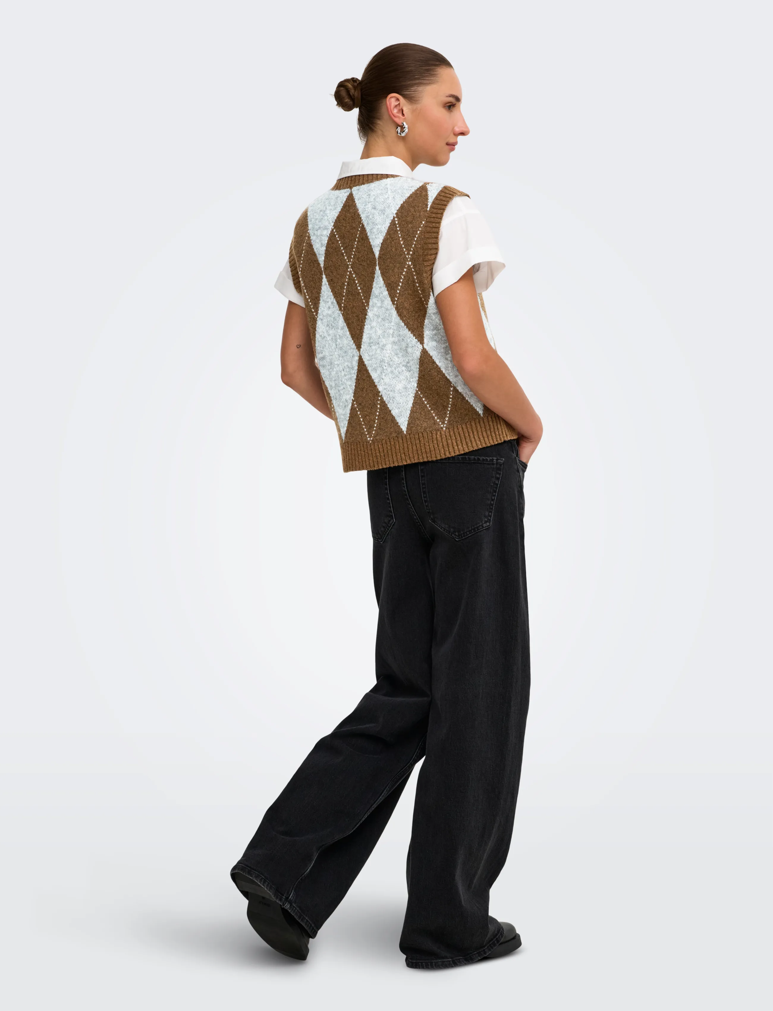 ONLY - ONLRHOMBUS ARGYLE VEST KNT NOOS - strickwesten - rubber - 3