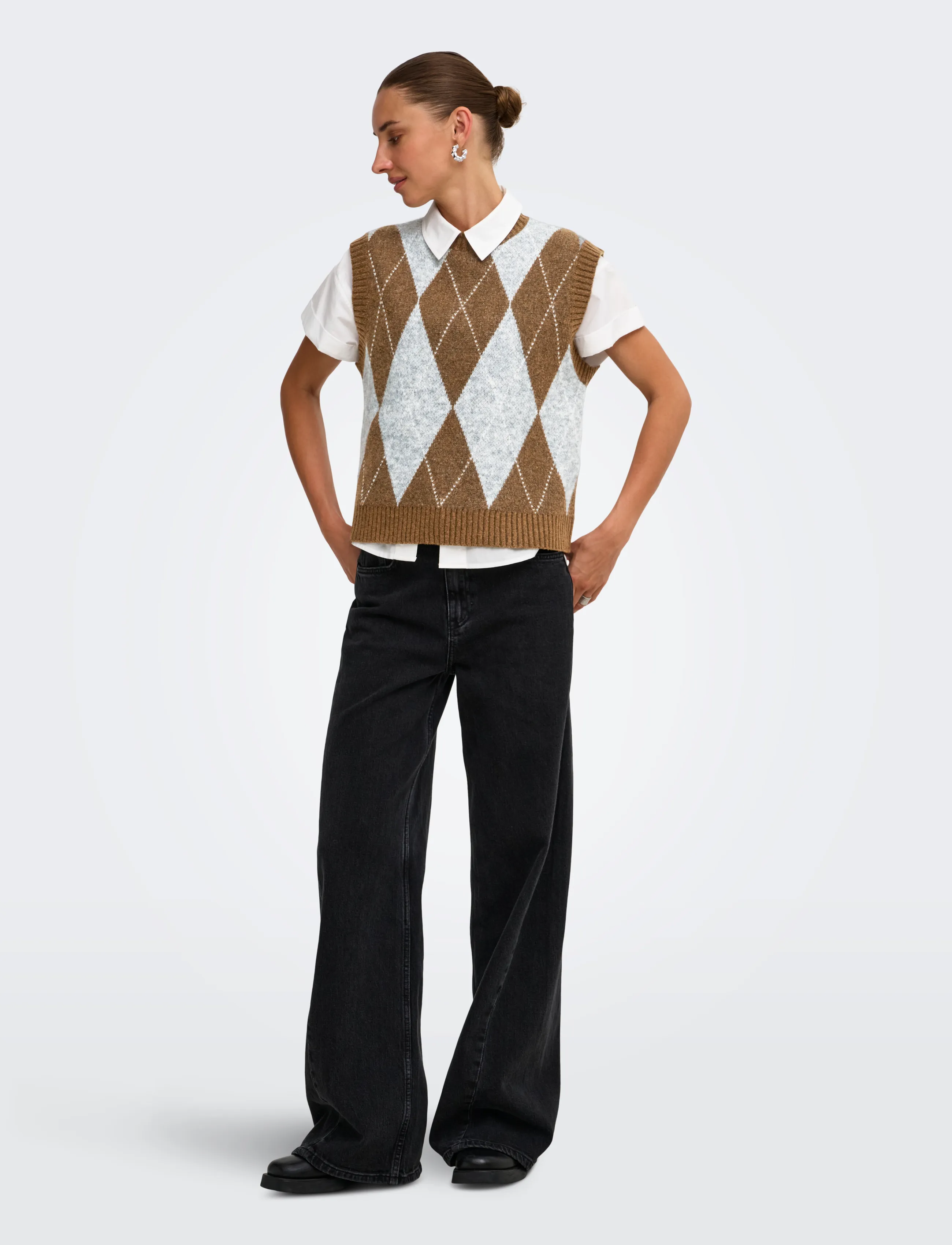 ONLY - ONLRHOMBUS ARGYLE VEST KNT NOOS - strickwesten - rubber - 4