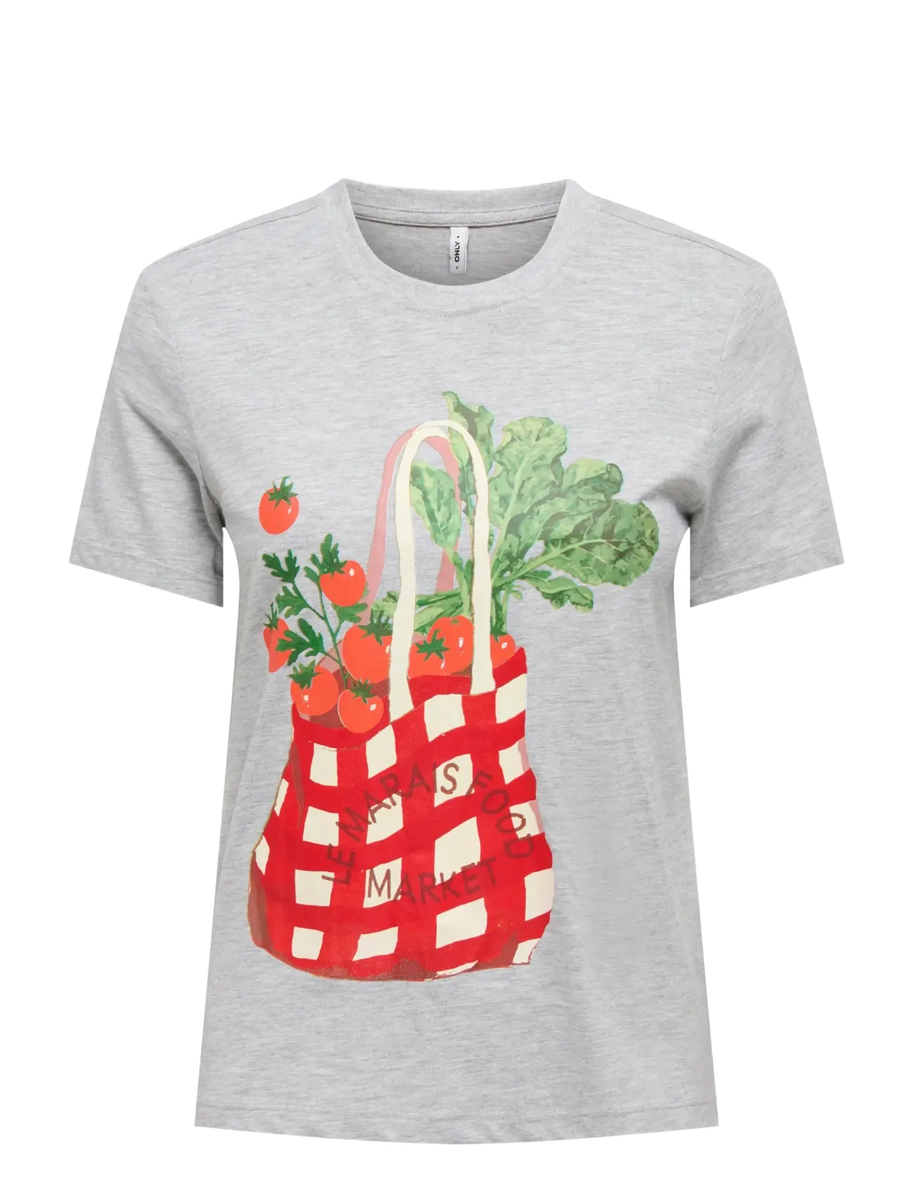 ONLY ONLVIVVI REG S/S LOVELY TOP BOX JRS - T-Shirts & Tops - LIGHT GREY MELANGE / grey