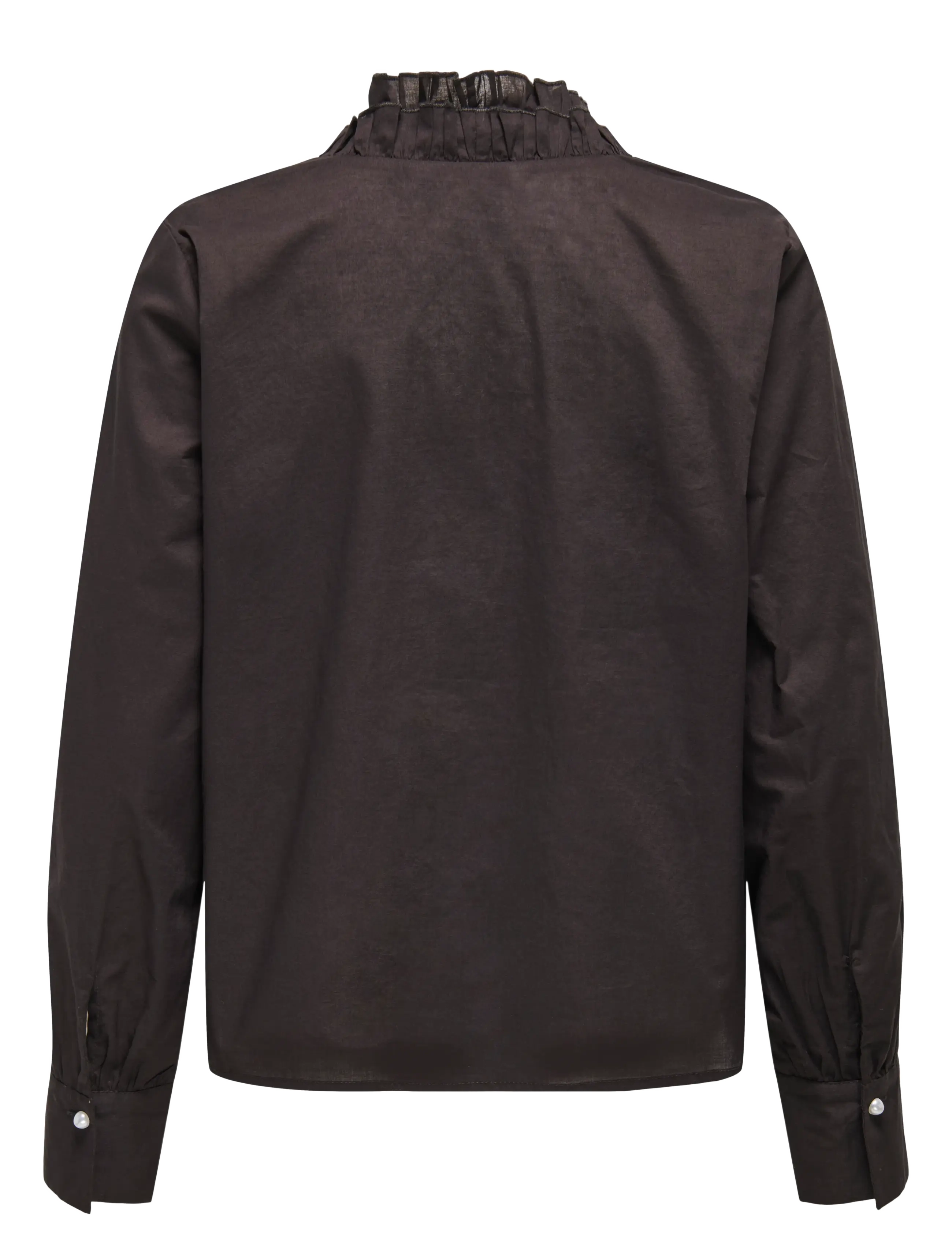 ONLY - ONLHASSIE L/S FRILL SHIRT OX WVN - langärmlige hemden - chocolate torte - 1