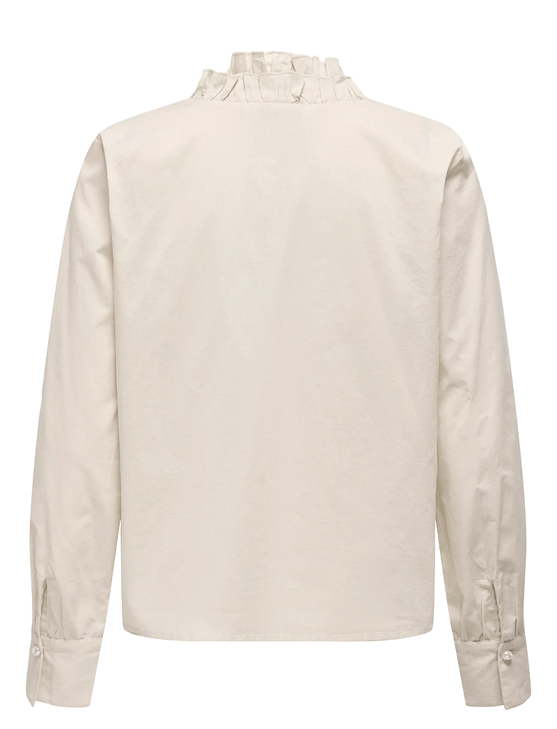 ONLY - ONLHASSIE L/S FRILL SHIRT OX WVN - langärmlige hemden - oatmeal - 1