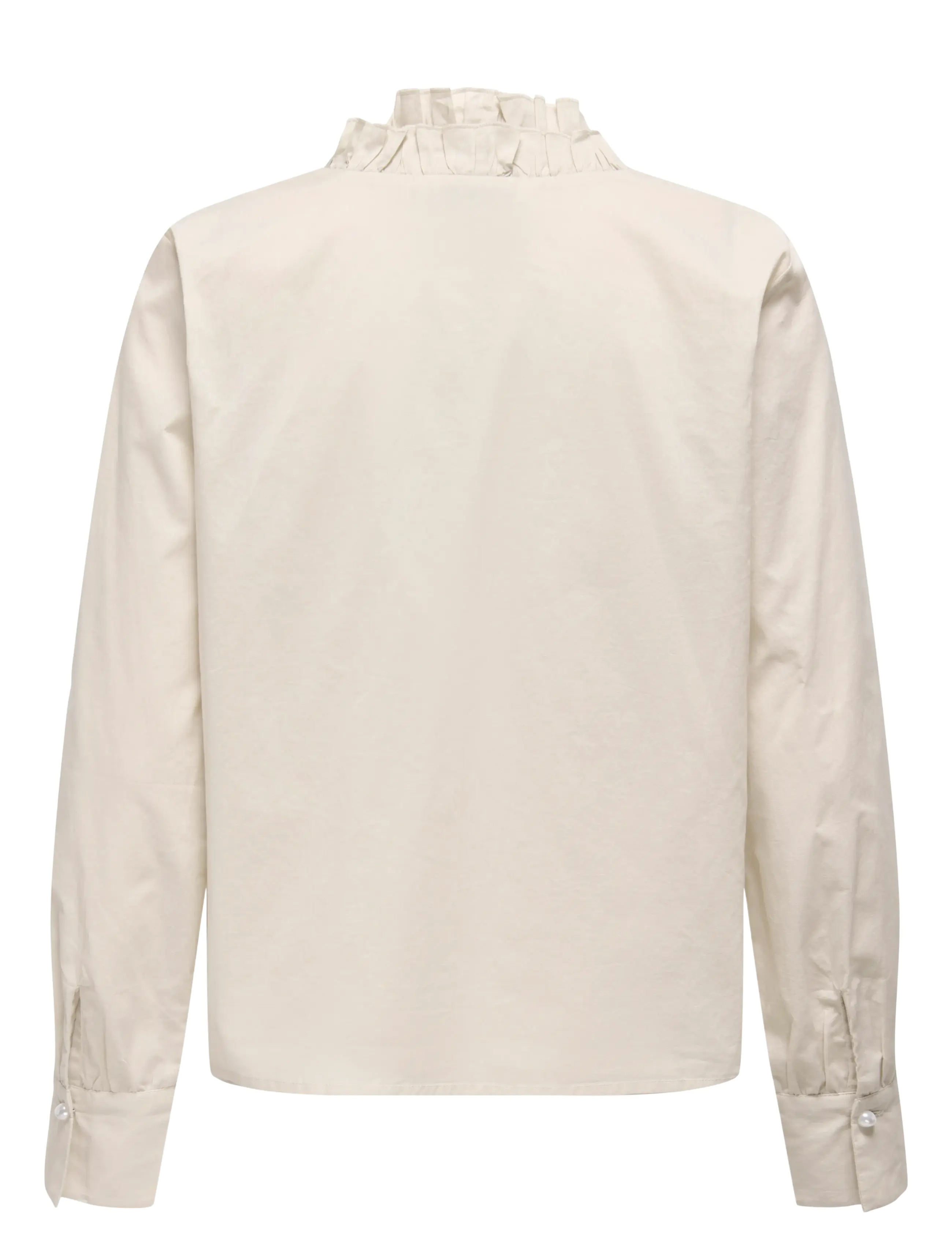 ONLY - ONLHASSIE L/S FRILL SHIRT OX WVN - langærmede skjorter - oatmeal - 1