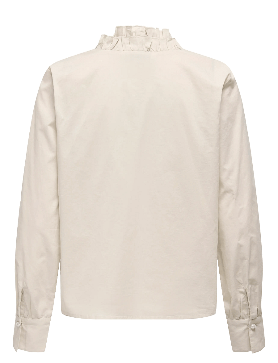 ONLY - ONLHASSIE L/S FRILL SHIRT OX WVN - langærmede skjorter - oatmeal - 1