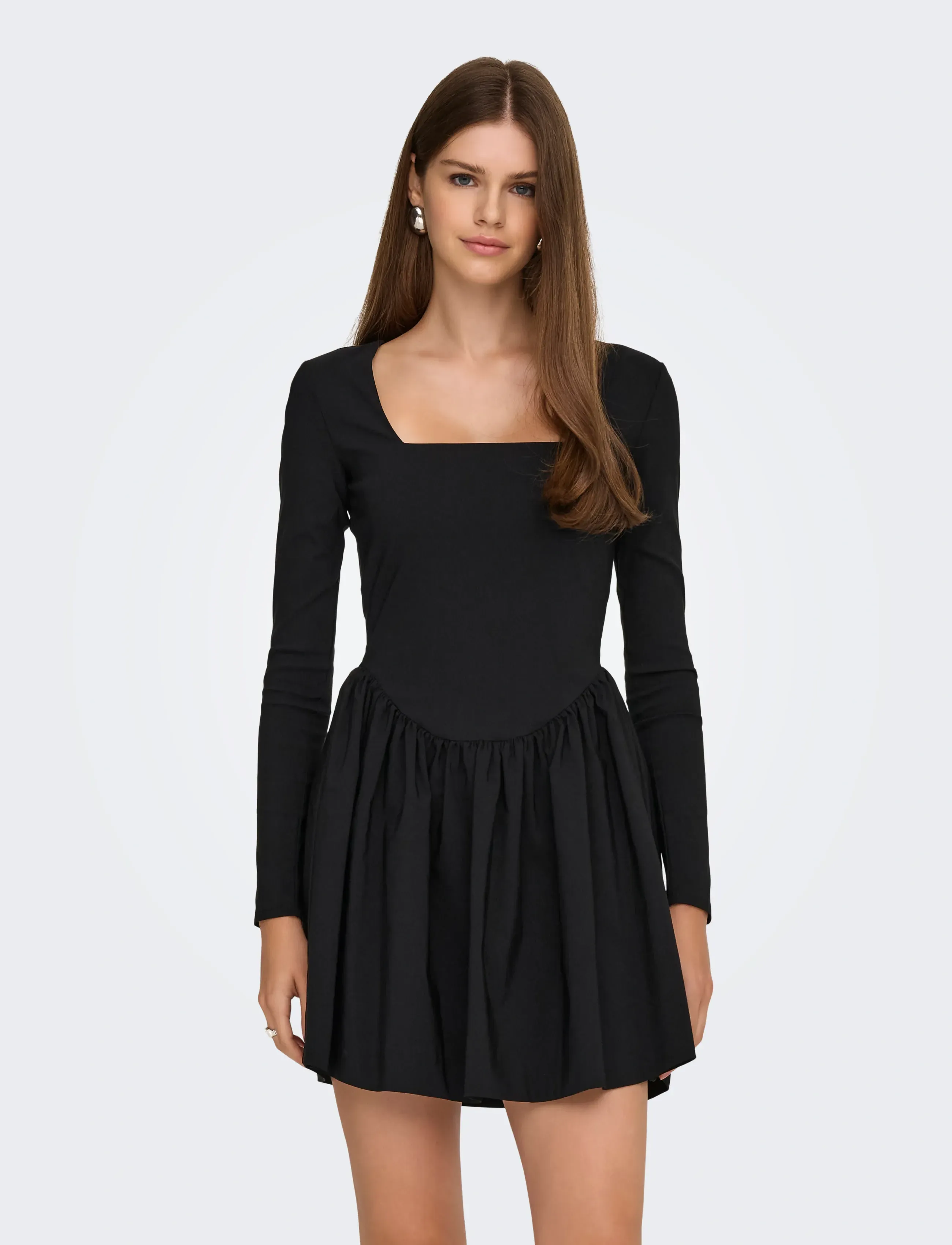 ONLY Onlmenia Ls Balloon Short Dress Wvn, S, Black, Kjoler > Kort Kjole, Dame