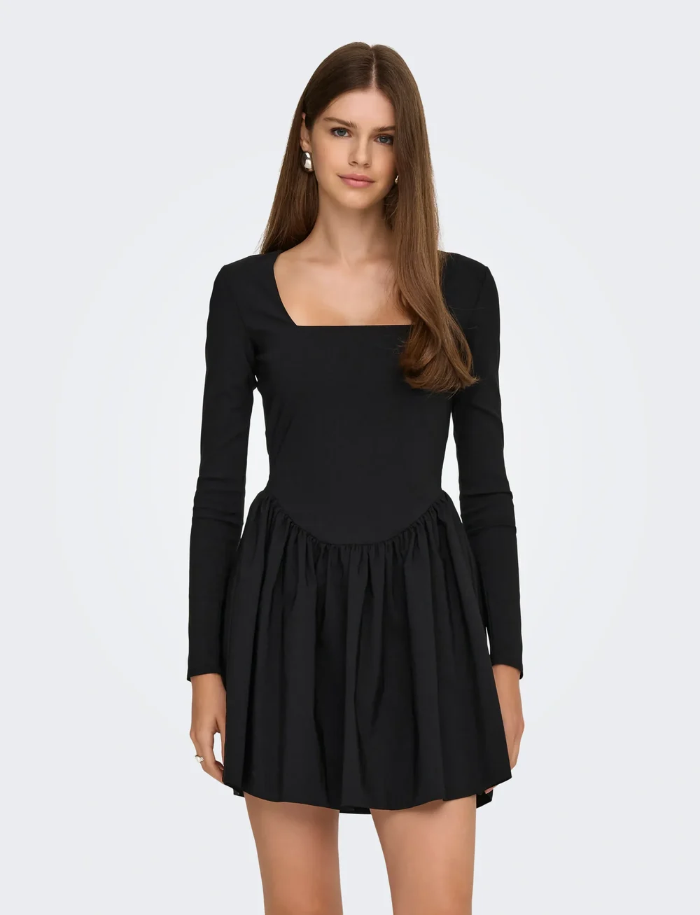 ONLY - ONLMENIA LS BALLOON SHORT DRESS WVN - korta klänningar - black - 0