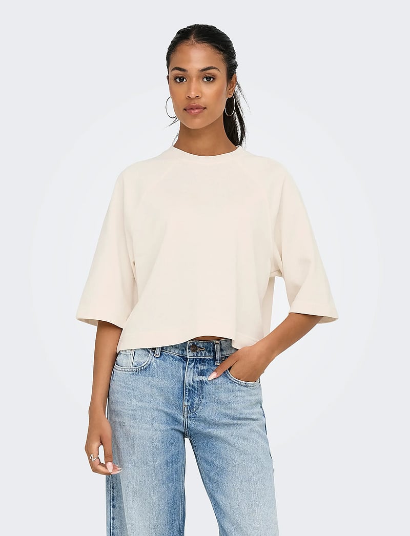 ONLY - ONLDASIE 2/4 O-NECK RAGLAN UB CS SWT - t-skjorter - gardenia - 0