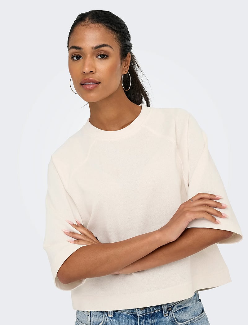 ONLY - ONLDASIE 2/4 O-NECK RAGLAN UB CS SWT - t-skjorter - gardenia - 5