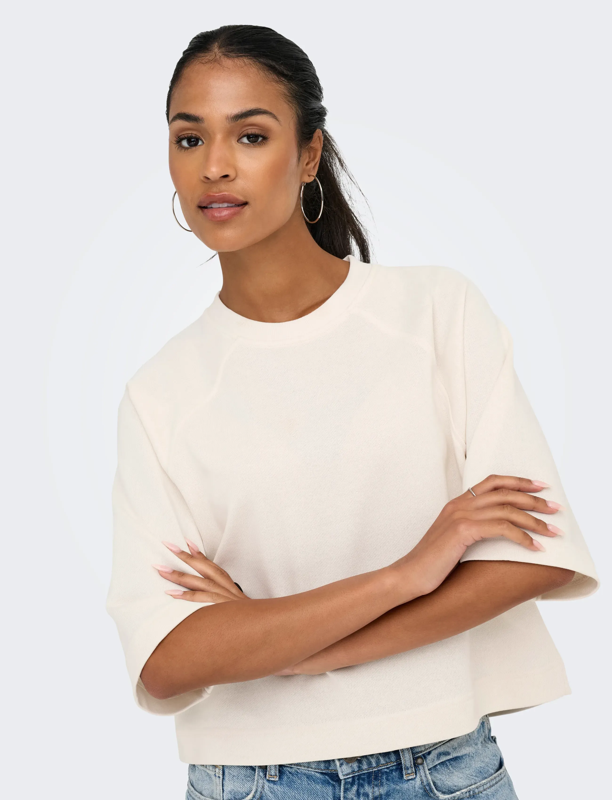 ONLY - ONLDASIE 2/4 O-NECK RAGLAN UB CS SWT - gardenia - 5