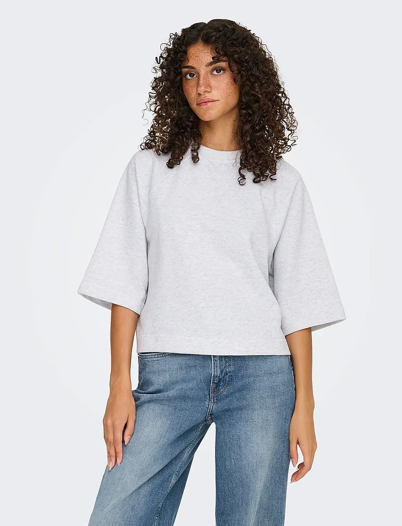 ONLY - ONLDASIE 2/4 O-NECK RAGLAN UB CS SWT - t-shirts - light grey melange - 0