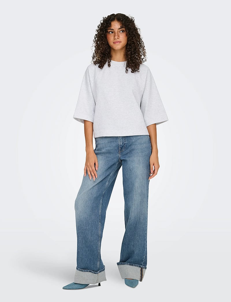 ONLY - ONLDASIE 2/4 O-NECK RAGLAN UB CS SWT - t-shirts - light grey melange - 4