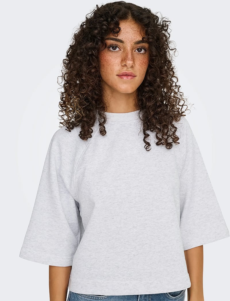 ONLY - ONLDASIE 2/4 O-NECK RAGLAN UB CS SWT - t-shirts - light grey melange - 5