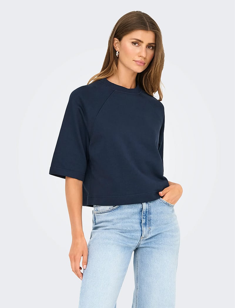 ONLY - ONLDASIE 2/4 O-NECK RAGLAN UB CS SWT - t-shirts - navy blazer - 0