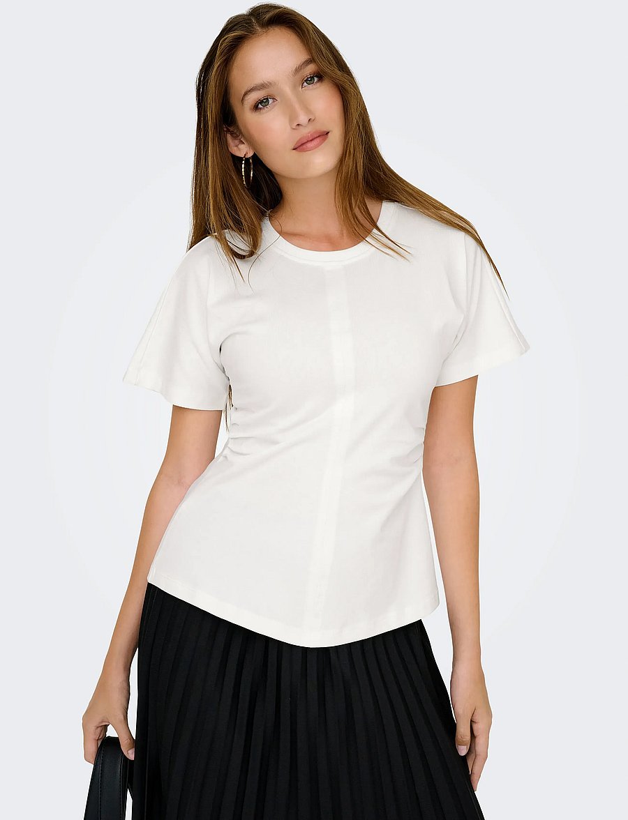 ONLY - ONLMARIE S/S RUCHING TOP JRS NOOS - t-shirts - cloud dancer - 5