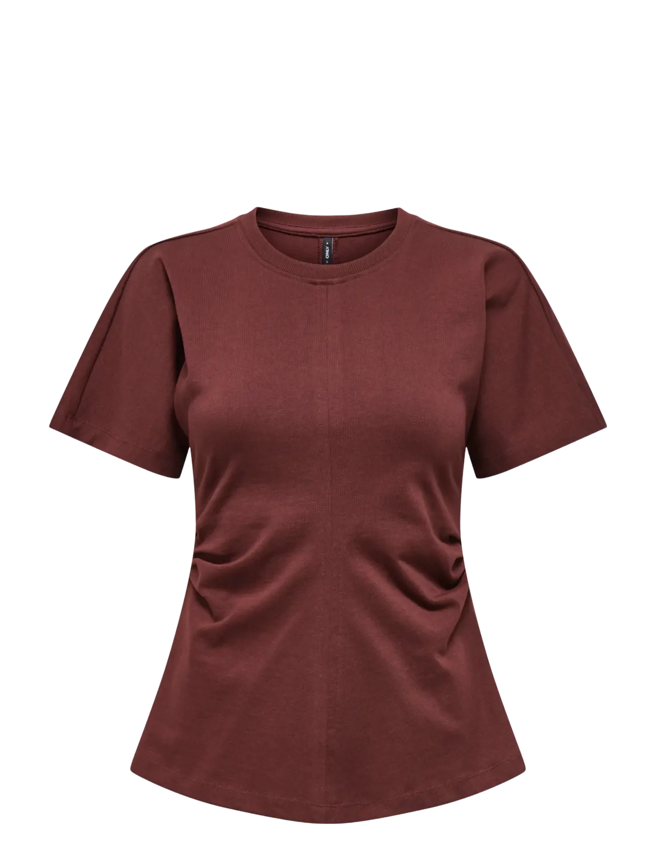 ONLY ONLMARIE S/S RUCHING TOP JRS NOOS - T-Shirts & Tops - RUM RAISIN / brown