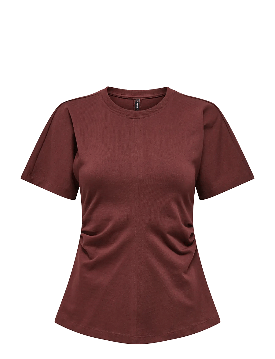 ONLY - ONLMARIE S/S RUCHING TOP JRS NOOS - t-shirts - rum raisin - 1
