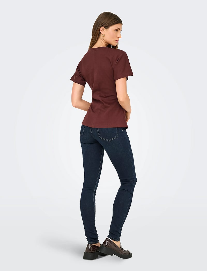ONLY - ONLMARIE S/S RUCHING TOP JRS NOOS - t-shirts - rum raisin - 3