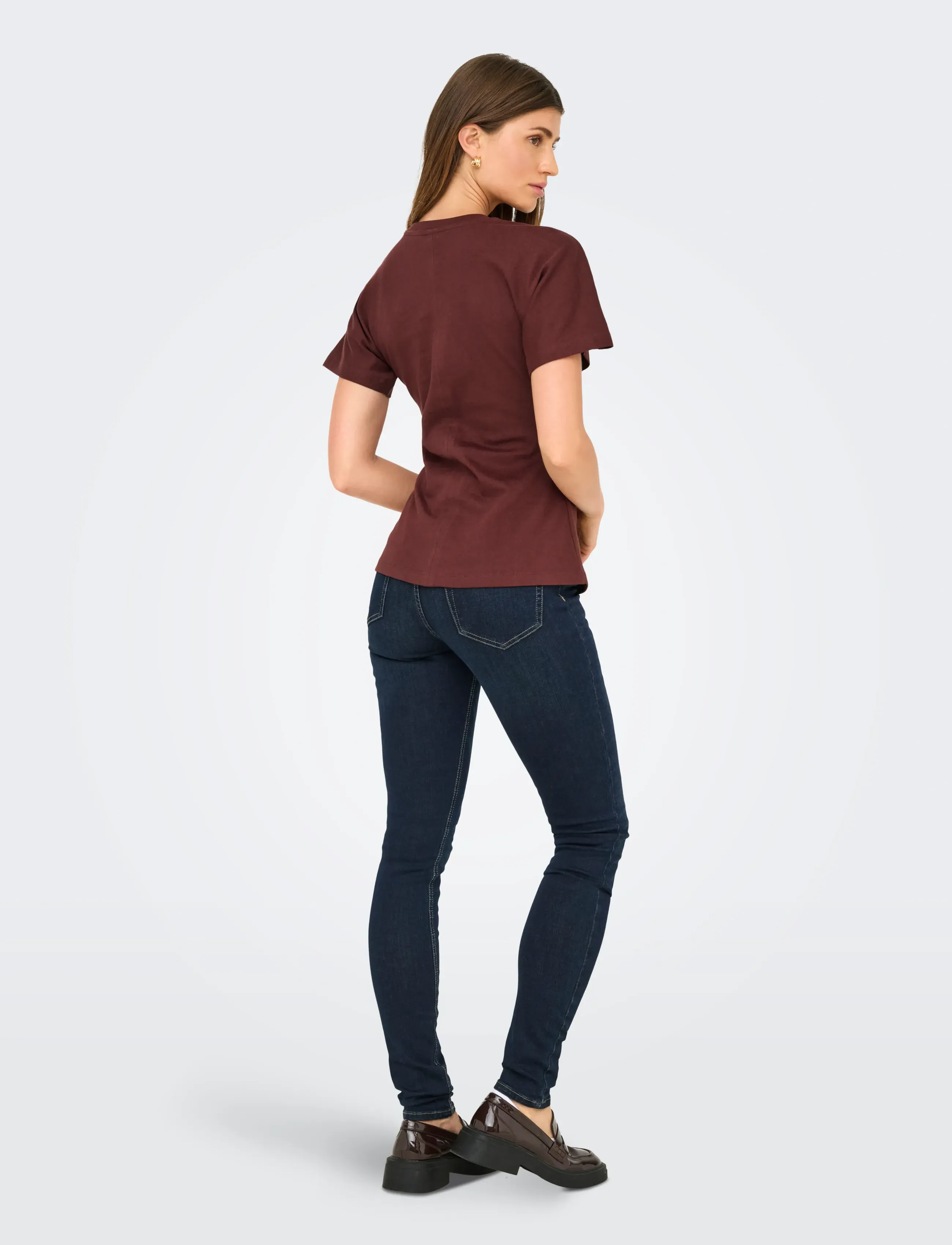 ONLY - ONLMARIE S/S RUCHING TOP JRS NOOS - t-shirts - rum raisin - 3