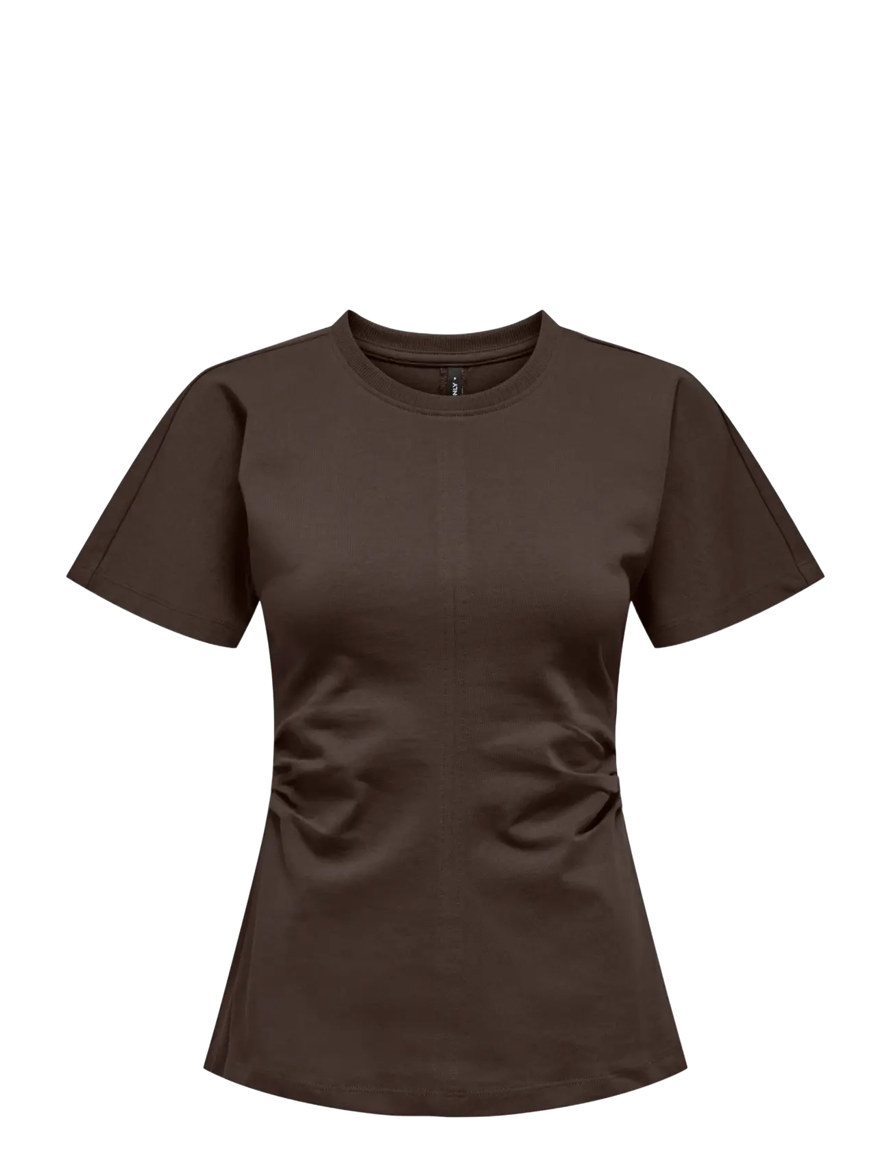 ONLY ONLMARIE S/S RUCHING TOP JRS NOOS - T-Shirts & Tops - SEAL BROWN / brown