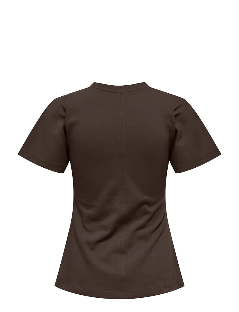ONLY - ONLMARIE S/S RUCHING TOP JRS NOOS - t-shirts - seal brown - 2