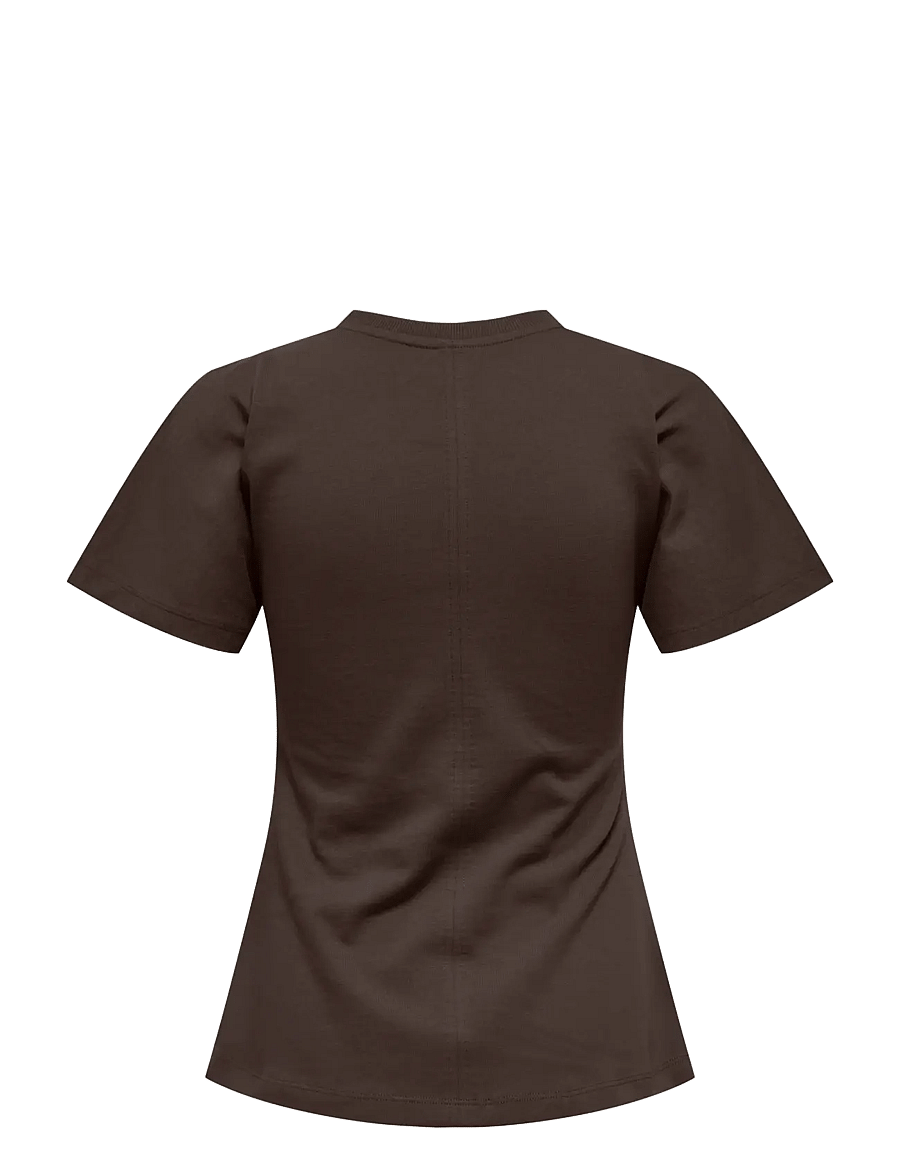 ONLY - ONLMARIE S/S RUCHING TOP JRS NOOS - t-shirts - seal brown - 2