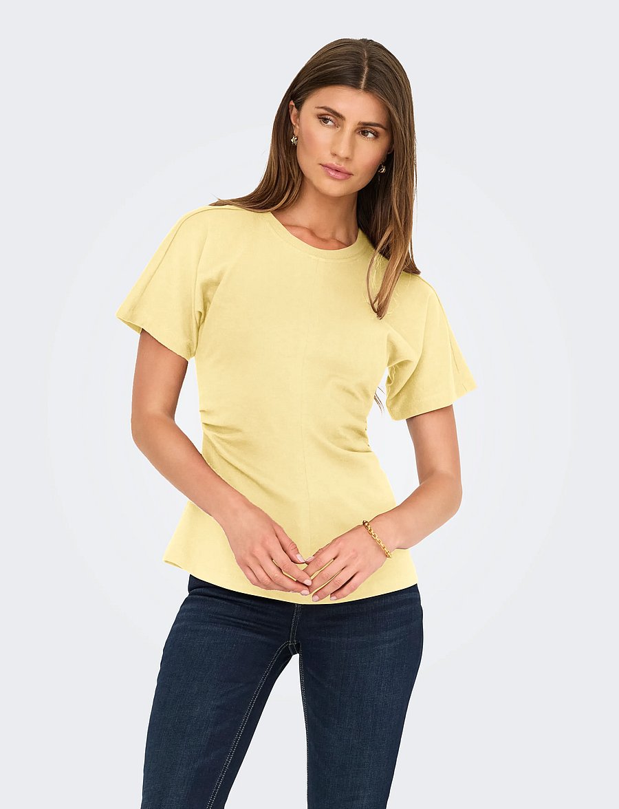 ONLY - ONLMARIE S/S RUCHING TOP JRS NOOS - t-shirts - sunlight - 0