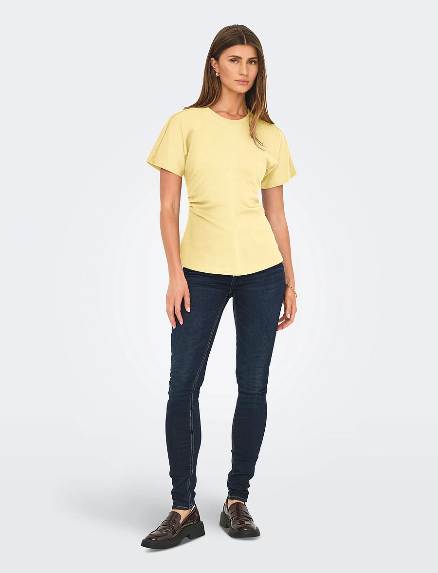 ONLY - ONLMARIE S/S RUCHING TOP JRS NOOS - t-shirts - sunlight - 4