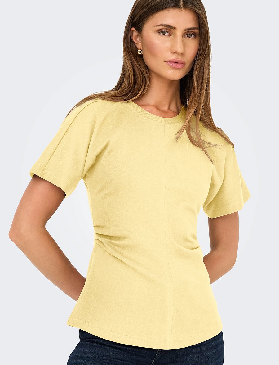 ONLY - ONLMARIE S/S RUCHING TOP JRS NOOS - t-shirts - sunlight - 5